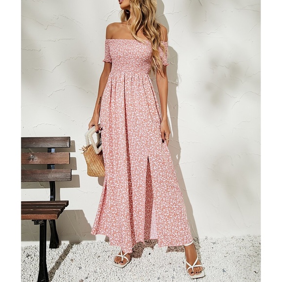 Flower Boho off the shoulder Maxi Dress - Picture 3 of 6